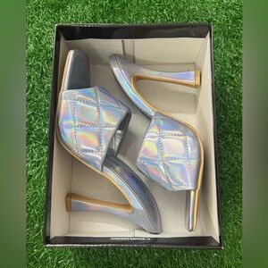 Cape Robbin Silver Holographic Heels Size 8.5